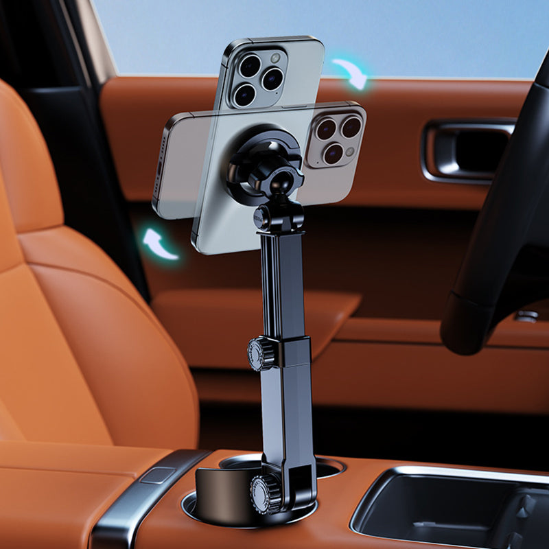 Phone mount rotates between portrait and landscape modes