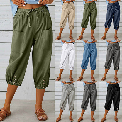 Women's Casual Capri Pants with Pockets