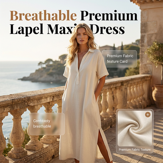 ⏳🔥LIMITED-TIME 50% OFF! 👗 Women’s Elegant Cotton Linen Short Sleeve Lapel Dress – Breezy, Chic & Comfortable ✨