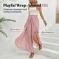 Women's Smocked Waist Wide-Leg Pants with Slit
