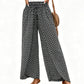 Women's Smocked Waist Wide-Leg Pants with Slit