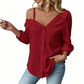 👚 Off-Shoulder Button-Down – Asymmetrical Allure ✨