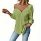 👚 Off-Shoulder Button-Down – Asymmetrical Allure ✨