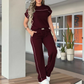 ⏰🔥LIMITED TIME 50% OFF!🔥Women's Casual Short Sleeve Top & Wide Leg Pants Set