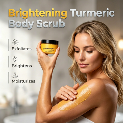 🧴 Turmeric Brightening Body Scrub | Natural Sea Salt Exfoliation · Nourishing Jojoba Oil · Fades Dullness · For Face and Body