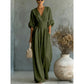 💖2026 Hot Sale 50% OFF✨Women's V-Neck High Waist Wide Leg Jumpsuit