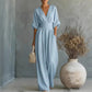 💖2026 Hot Sale 50% OFF✨Women's V-Neck High Waist Wide Leg Jumpsuit