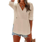 🌊SUMMER HOT SALE 50% OFF 💖Women's Solid V-Neck Long Sleeve Hooded Top with Pocket