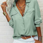 👔 Women's Solid Lapel Long Sleeves Button-Down Shirt – Classic collar & chest pockets – Relaxed fit, perfect for work or casual layering 🌿💼✨