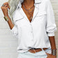 👔 Women's Solid Lapel Long Sleeves Button-Down Shirt – Classic collar & chest pockets – Relaxed fit, perfect for work or casual layering 🌿💼✨