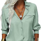 👔 Women's Solid Lapel Long Sleeves Button-Down Shirt – Classic collar & chest pockets – Relaxed fit, perfect for work or casual layering 🌿💼✨
