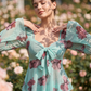 🔥Summer Bestseller🔥🌸 Floral Print Square Neck Blouse with Tie-Front Detail