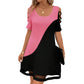 Women's Color-Block Crew-Neck Midi Dress with Mesh Hem