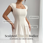 Women Elegant Square Neck A Line Dress Slim Fit Long Dress