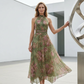 ⏳Time-Limited Special⏰Elegant Floral Print Halter Neck Maxi Dress