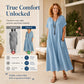 Women's V Neck Loose Vacation Maxi Dress