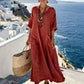 Women's V Neck Loose Vacation Maxi Dress