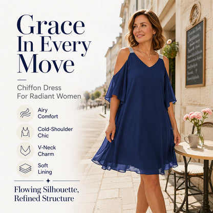 ⏳Limited-time 50% off⏰👗Women's Summer Cold Shoulder Chiffon Dress💎