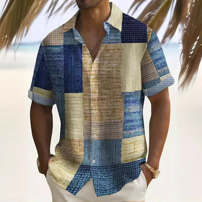 👔🎨 Men's Contrast Color Pattern Shirt
