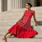 Women's Sleeveless Polka Dot & Plaid Patchwork Dress