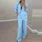 Women's Elegant Blazer & Wide-Leg Pants Set