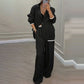 Women's Elegant Blazer & Wide-Leg Pants Set