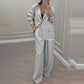 Women's Elegant Blazer & Wide-Leg Pants Set