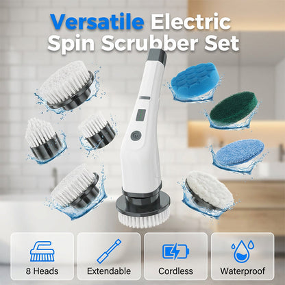 Rechargeable Electric Cleaning Brush with Interchangeable Heads