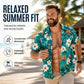 Men Hawaiian Shirt Tropical Floral Print Short Sleeve Casual Beach Button Down Shirt