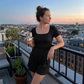 Women's Summer Ribbed Knit Romper with Pockets