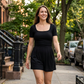 Women's Summer Ribbed Knit Romper with Pockets