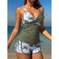 Tropical Print High Waist Tankini & Shorts Set