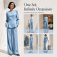 🌸Hot Sale 50% OFF💖Women's Elegant Puff Sleeve Top & Wide-Leg Pants Set