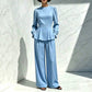 🌸Hot Sale 50% OFF💖Women's Elegant Puff Sleeve Top & Wide-Leg Pants Set