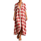 Women's Plaid Button-Down Maxi Shirt Dress