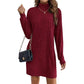 Women's Ribbed Turtleneck Long Sleeve Sweater Dress