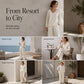 Women's Resort Style V-Neck 2-Piece Outfit Loose Long Sleeve Top Wide Leg Pants Set