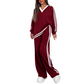 ⌛Limited-Time Discount-Women's Two-Piece Casual Set V-Neck Long Sleeve Top and Wide Leg Striped Pants Outfit