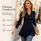 Women's V Neck Ribbed Knit Casual Top