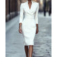 Elegant Stand Collar V-Neck Bodycon Dress