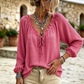 Women's Loose Ruffled Tie Neck Blouse