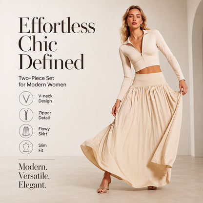 Women's Crop Top & Maxi Skirt Set