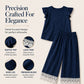 Women's Summer Ruffle Sleeve Top & Lace Hem Pants Set
