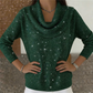 Sparkle Cowl Neck Long Sleeve Top