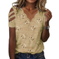 Women’s Scalloped V-Neck Heart Print T-Shirt