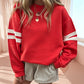 Women's Oversized Crewneck Striped Pullover