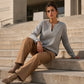 Women's Textured V-Neck Long Sleeve Top
