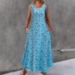 💞Women's Floral Print Sleeveless Maxi Dress with Pockets