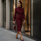 ✨New Arrivals & Special Offers-Women's Elegant Bow Tie Neck Pencil Dress