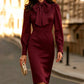 ✨New Arrivals & Special Offers-Women's Elegant Bow Tie Neck Pencil Dress